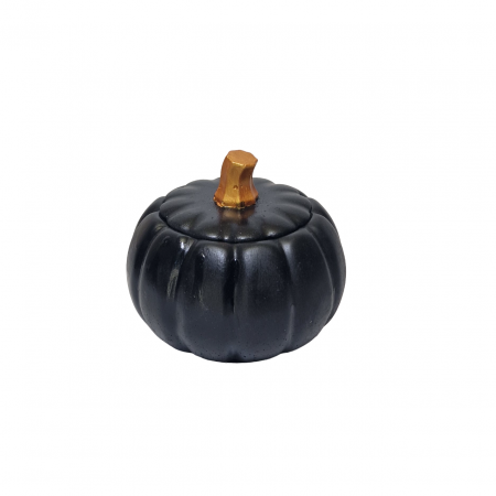 Halloween - Lumanare parfumata in vas negru model dovleac cu capac, aroma Pumpkin Spice