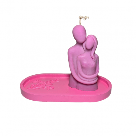 Lumanare parfumata Cuplu imbratisat, roz, pentru Dragobete / Valentine Days [6]