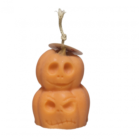 Halloween - Lumanare pentru Halloween, model 2 dovleci, portocaliu