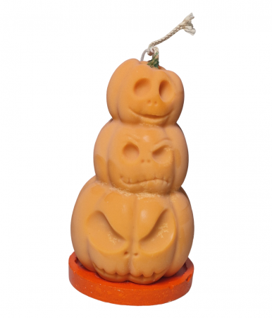 Lumanare pentru Halloween, model 3 dovleci, portocaliu [1]