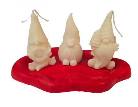 Set 3 gnomi Craciun cu tavita suport rosie [3]