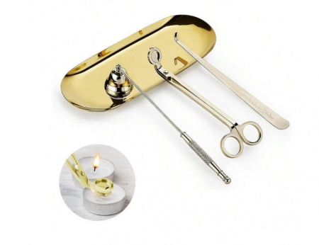 Accesorii lumanari - Set de instrumente 4 în 1 pentru lumânări, culoarea aurie