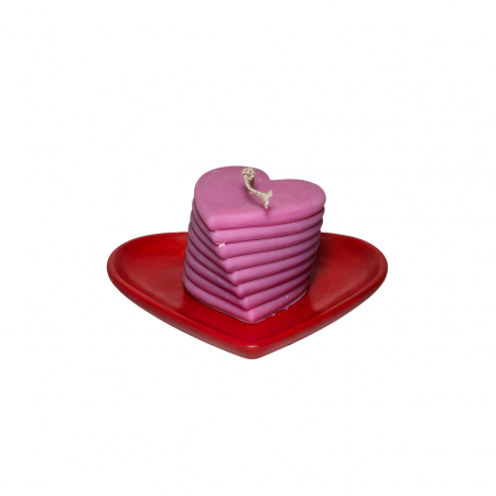 Tava decorativa in forma de inima, pentru lumanari, rosie , 175 x 90 mm [6]