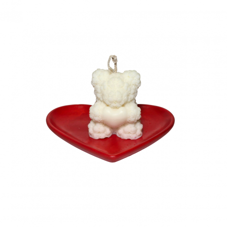 Tava decorativa in forma de inima, pentru lumanari, rosie , 175 x 90 mm [3]