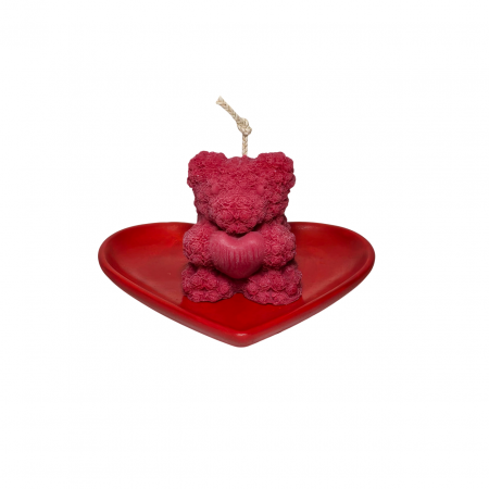 Tava decorativa in forma de inima, pentru lumanari, rosie , 175 x 90 mm [2]