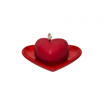 Tava decorativa in forma de inima, pentru lumanari, rosie , 175 x 90 mm [1]