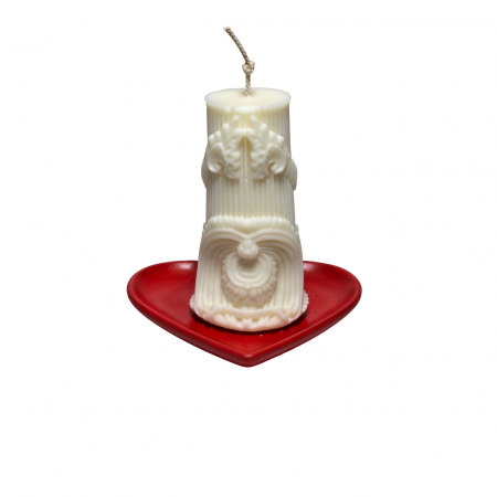 Tava decorativa in forma de inima, pentru lumanari, rosie , 175 x 90 mm [8]