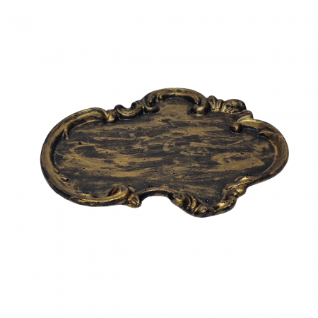 Decoratiuni - Tava decorativa model vintage din ceramica/ciment 200 x 160 mm, negru-auriu