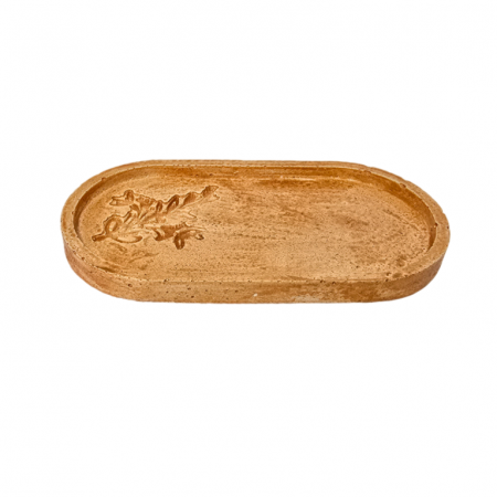 Tava decorativa ovala cu decor floral,  culoare bronz, 175 x 90 mm [1]