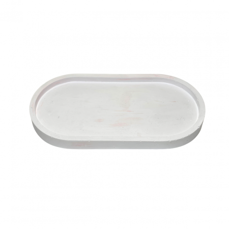 Decoratiuni - Tava decorativa ovala pentru lumanari,  culoare alb, 175 x 90 mm