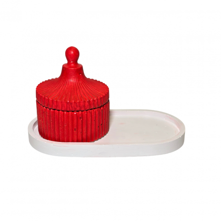 Tava decorativa ovala pentru lumanari,  culoare alb, 175 x 90 mm [7]