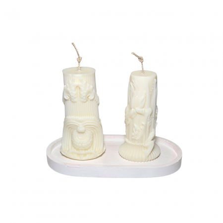 Tava decorativa ovala pentru lumanari,  culoare alb, 175 x 90 mm [1]