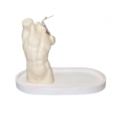 Tava decorativa ovala pentru lumanari,  culoare alb, 175 x 90 mm [3]