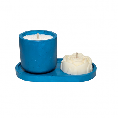 Tava decorativa ovala pentru lumanari,  culoare turcoaz, 175 x 90 mm [4]