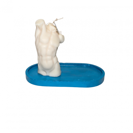 Tava decorativa ovala pentru lumanari,  culoare turcoaz, 175 x 90 mm [3]