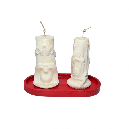 Tava decorativa ovala pentru lumanari, rosie , 175 x 90 mm [1]