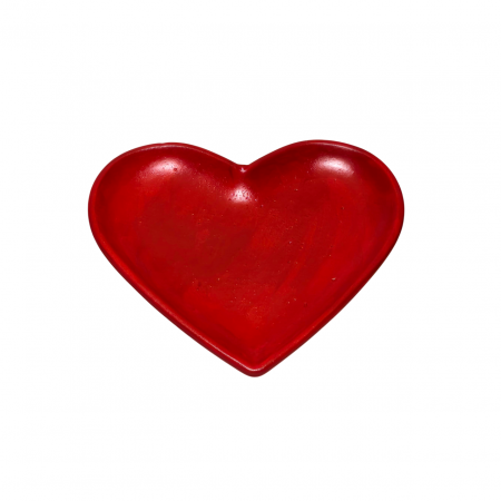 Decoratiuni - Tava decorativa in forma de inima, pentru lumanari, rosie , 175 x 90 mm
