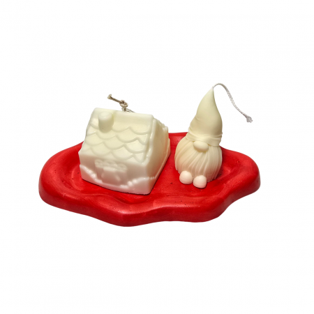 Tava suport pentru lumanari decorative, culoare rosie [2]