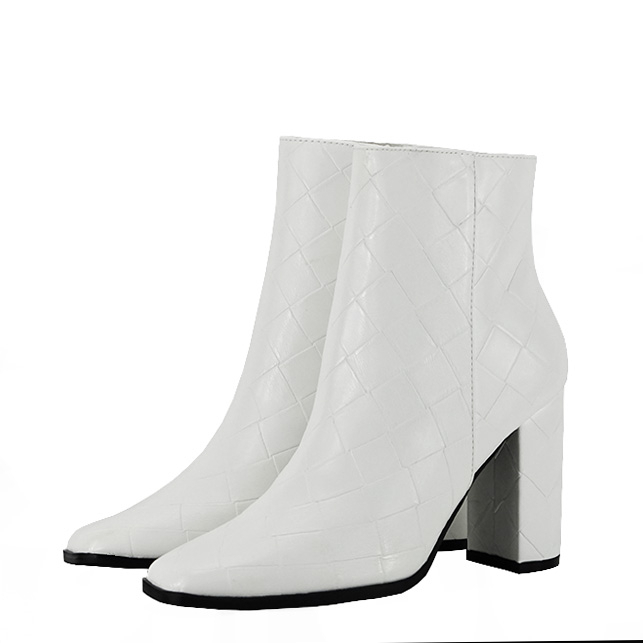 Botine albe elegante cu imprimeu geometric 3317 113 [2]