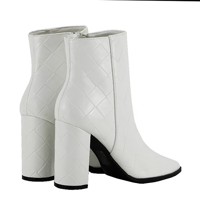 Botine albe elegante cu imprimeu geometric 3317 113 [4]