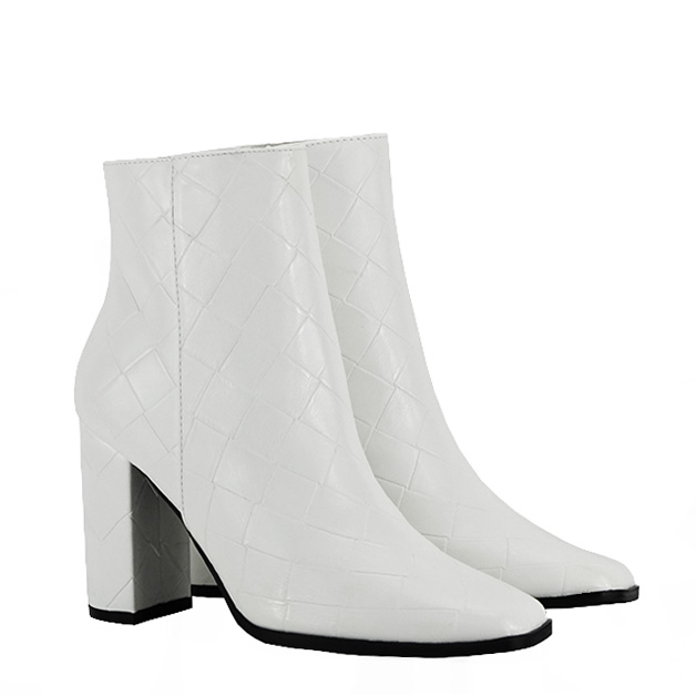 Botine albe elegante cu imprimeu geometric 3317 113 [5]