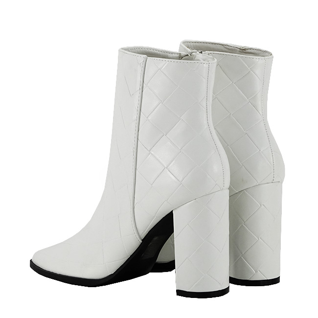 Botine albe elegante cu imprimeu geometric 3317 113 [3]