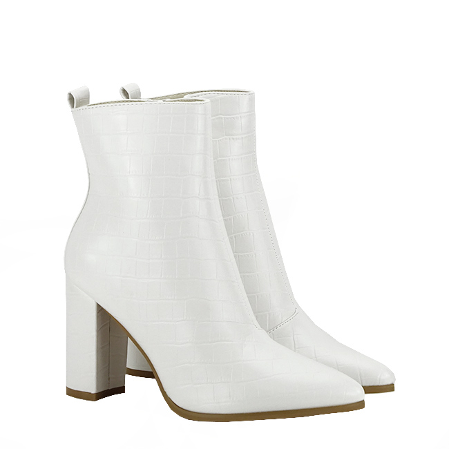 Botine albe elegante cu imprimeu reptila 5133 115 [6]