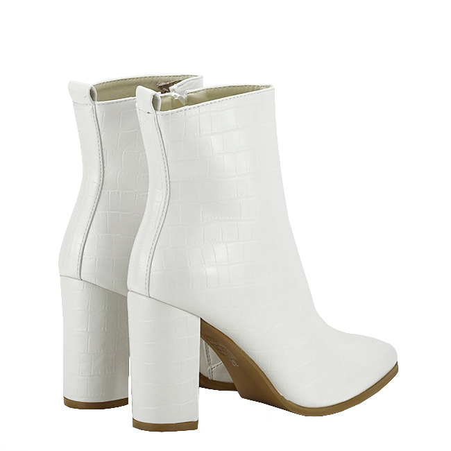 Botine albe elegante cu imprimeu reptila 5133 115 [5]