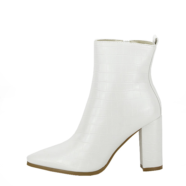 Botine albe elegante cu imprimeu reptila 5133 115 [2]