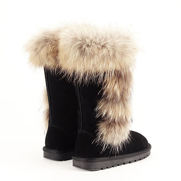 Cizme din piele naturala negre cu blanita B-19112 110 [6]