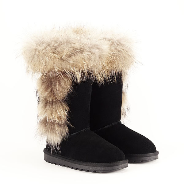 Cizme din piele naturala negre cu blanita B-19112 110 [3]