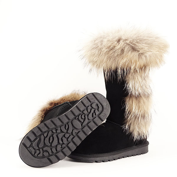 Cizme din piele naturala negre cu blanita B-19112 110 [8]