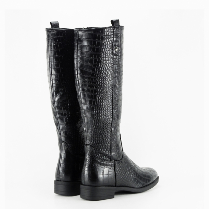 Cizme negre lungi cu imprimeu reptila FR532 113 [5]