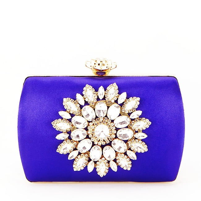 Clutch elegant cu brosa B-BRS-210 06 Albastru