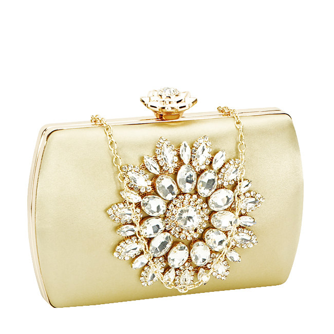 Clutch elegant decorat cu brosa B-BRS-210 06 Auriu [2]