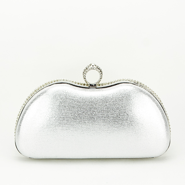 Clutch elegant accesorizat B-BME-22732 05 Crem/Argintiu [5]