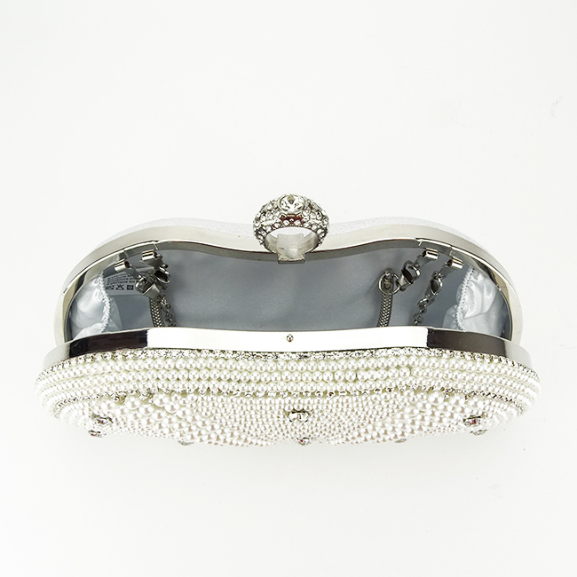 Clutch elegant accesorizat B-BME-22732 05 Crem/Argintiu [8]