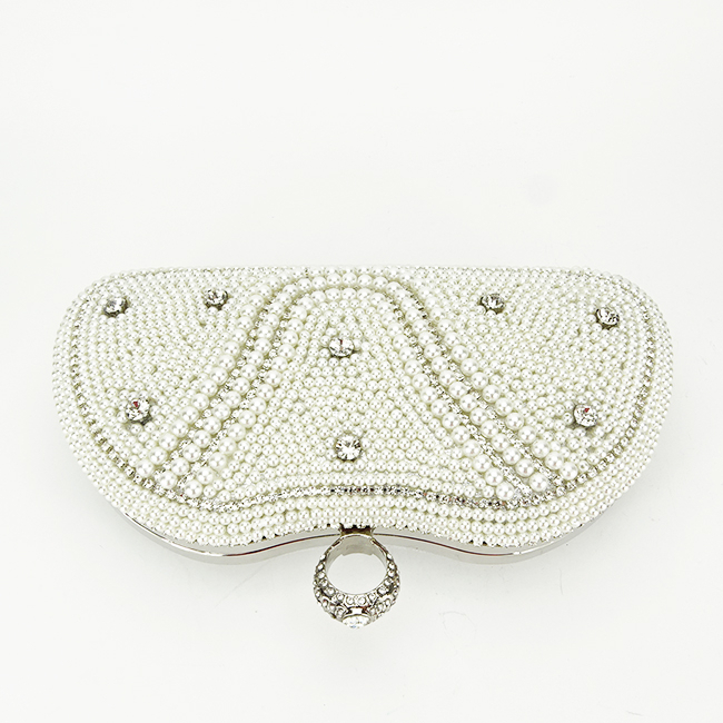 Clutch elegant accesorizat B-BME-22732 05 Crem/Argintiu [6]