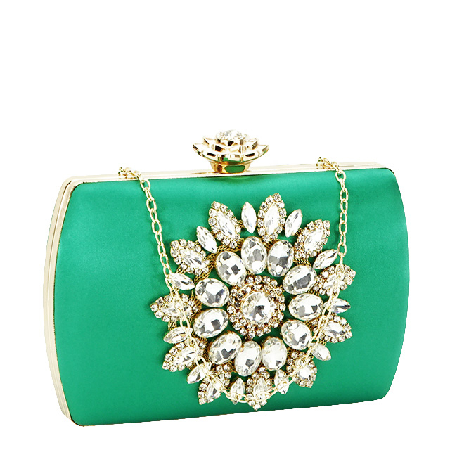 Clutch decorat cu brosa B-BRS-210 06 Verde [2]