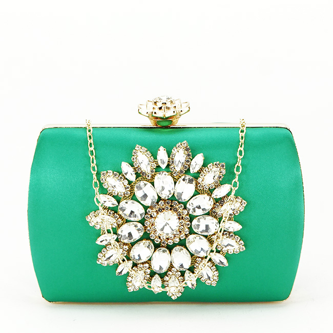 Clutch decorat cu brosa B-BRS-210 06 Verde [3]