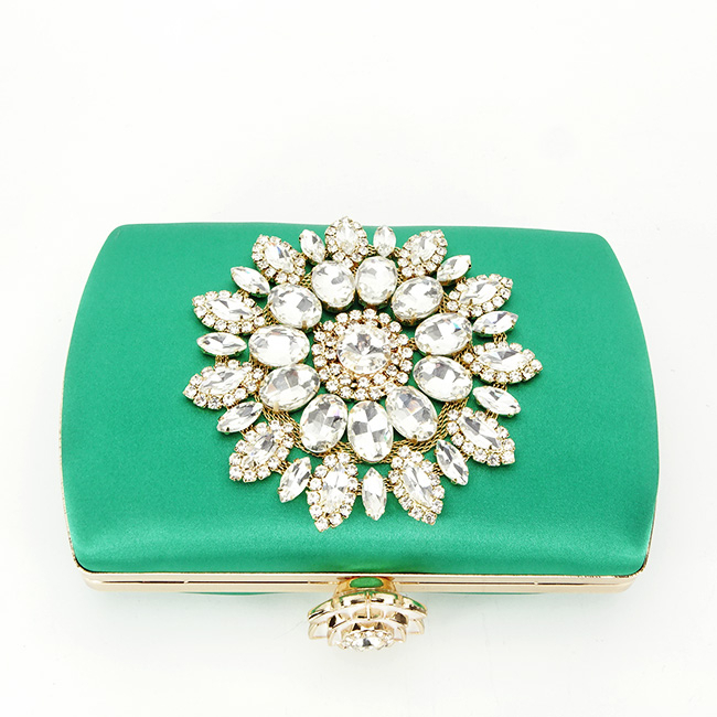 Clutch decorat cu brosa B-BRS-210 06 Verde [5]