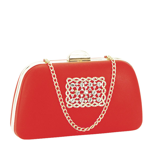 Clutch decorat cu brosa B-LK5672 06 Rosu [2]