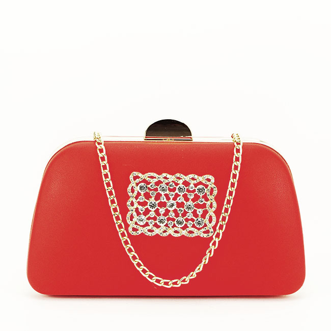 Clutch decorat cu brosa B-LK5672 06 Rosu [3]
