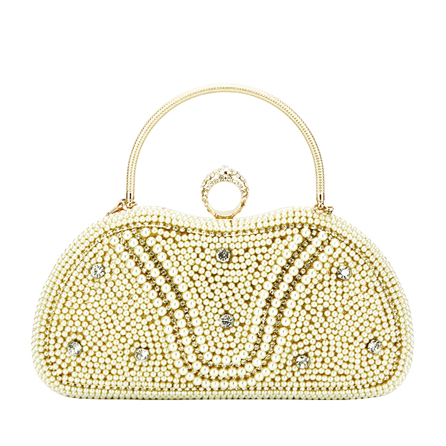 Clutch elegant cu perle B-BME-22732 05 Auriu [2]
