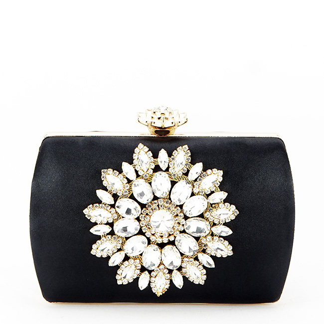 Clutch elegant cu brosa B-BRS-210 06 Negru