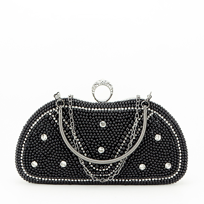 Clutch elegant cu perle B-BME-22732 05 Negru [3]