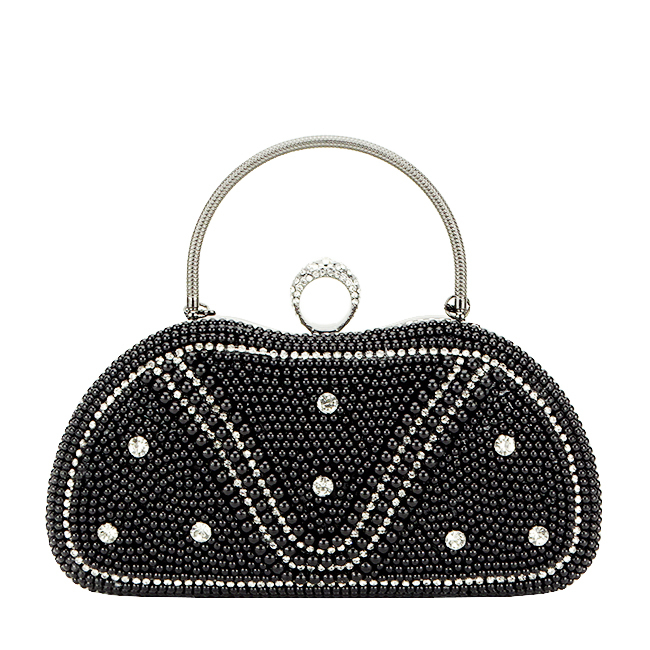 Clutch elegant cu perle B-BME-22732 05 Negru [2]