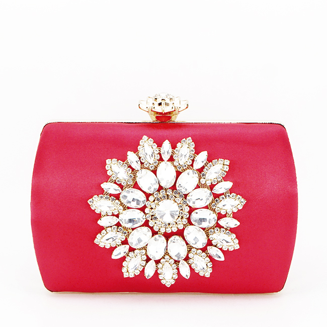 Clutch elegant cu brosa B-BRS-210 06 Rosu