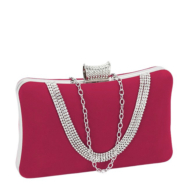 Geanta clutch rosu din catifea B-1007 01 [3]