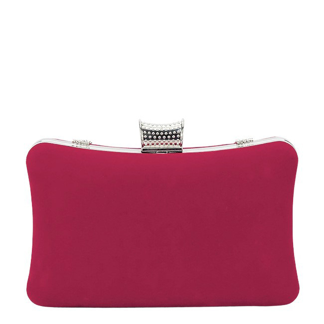 Geanta clutch rosu din catifea B-1007 01 [5]